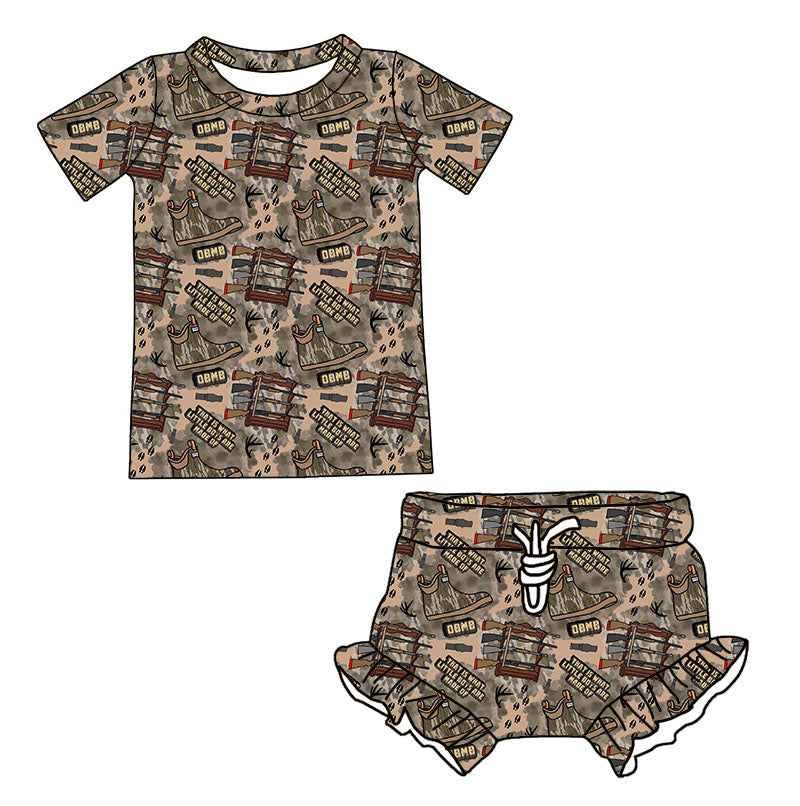 Exclusive Hunt/Fish Tee w/ Ruffle Shorts